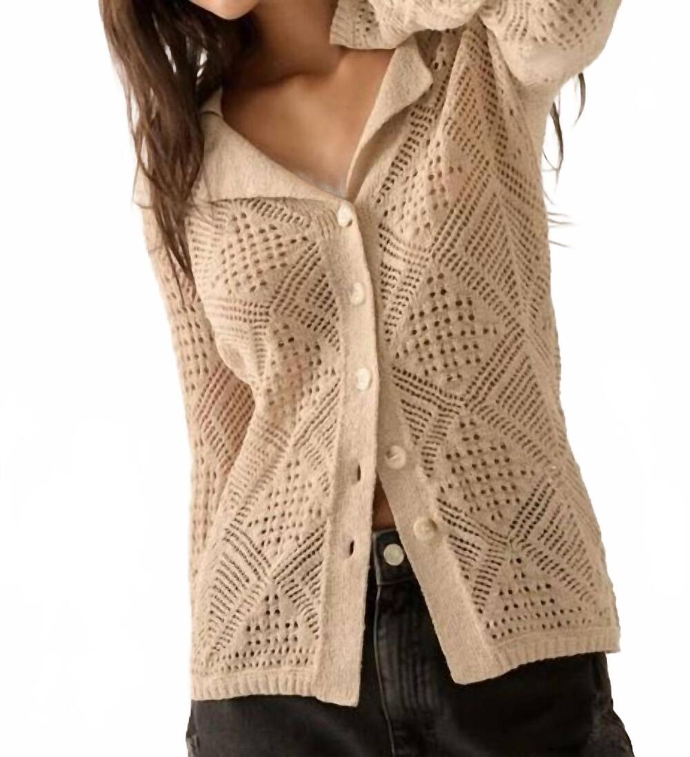 NEW PROMESA button up knit top in beige